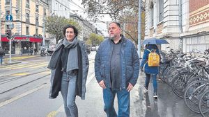 Oriol Junqueras y Marta Rovira, a principios de 2023, en Ginebra