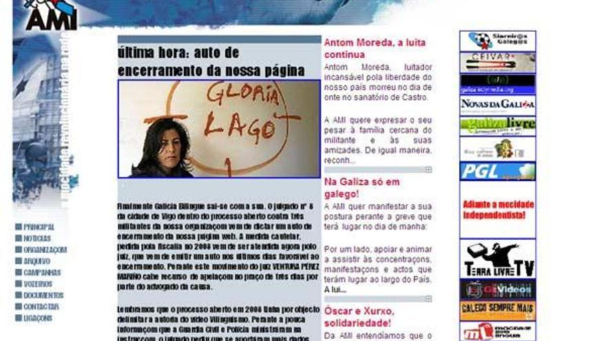 Portada de la web del grupo independentista, que todavía sigue activa en la red.