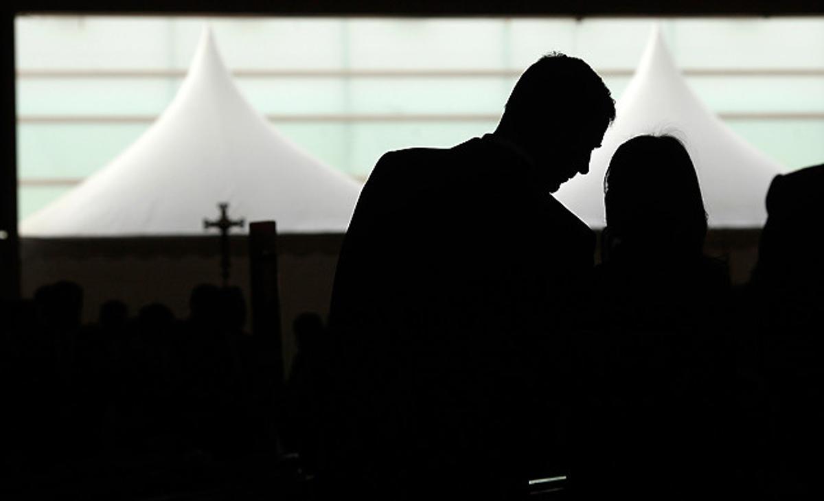 El príncep Felip i la princesa Letizia, durant el funeral per les víctimes del terratrèmol a Llorca.