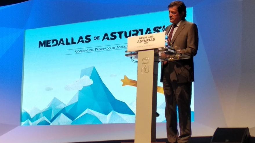 Javier Fernández, durante su discurso en la entrega de Medallas del Principado.