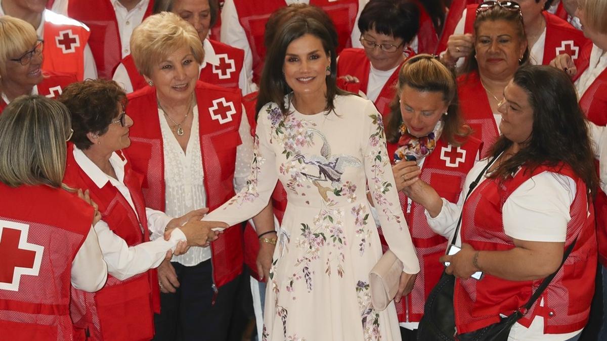 Doña Letizia, en un acto con miembros de Cruz Roja.