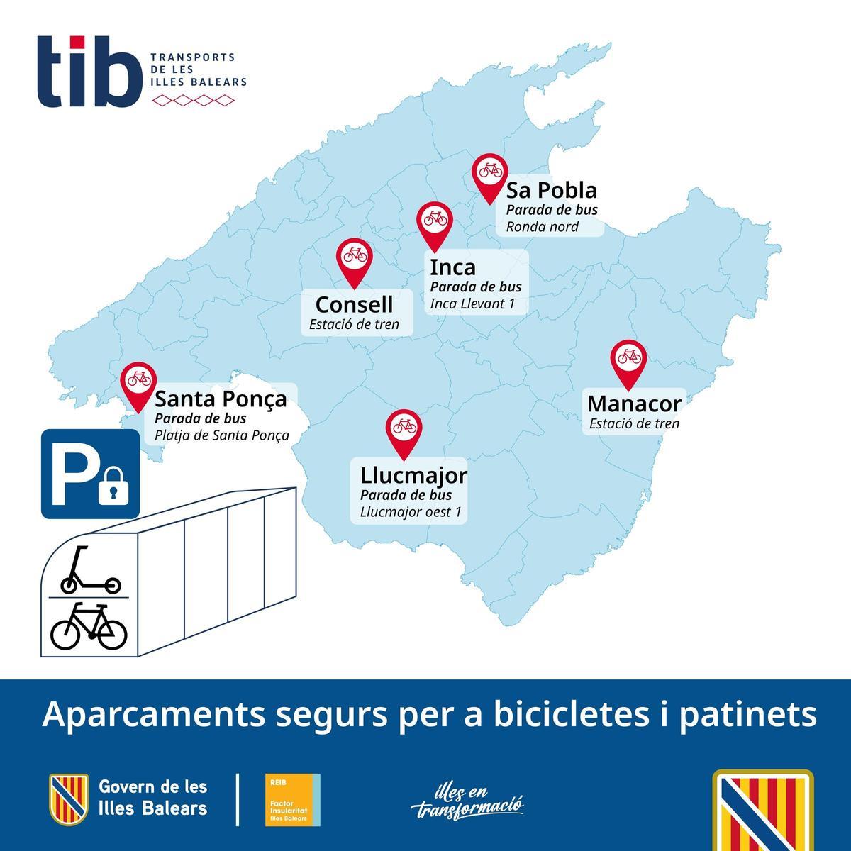 Gráfico difundido por el Govern que muestra la ubicación de los futuros aparcamientos.