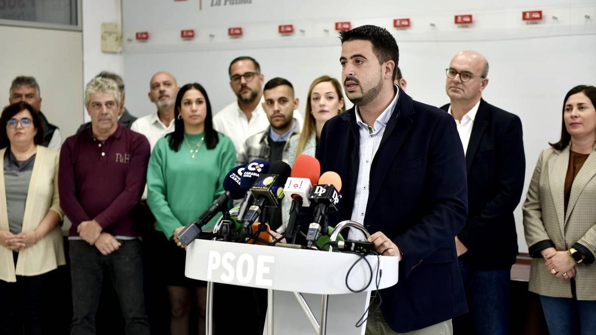 Borja Perdomo cuando fue proclamado candidato del PSOE al Cabildo de La Palma