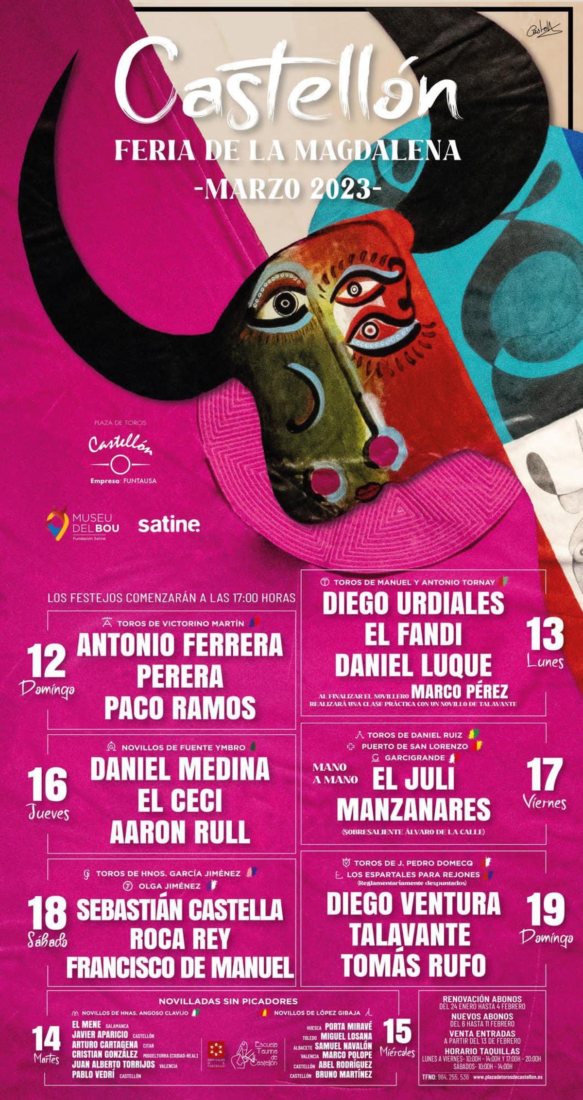 Imagen del cartel taurino de las fiestas de la Magdalena