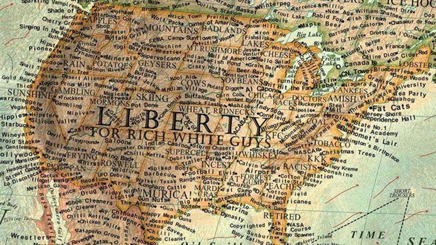 Mapa de EEUU, &quot;país de las libertades&quot;.