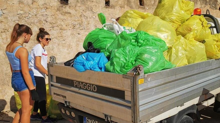 Bolsas con restos de residuos recogidos en los ríos valencianos