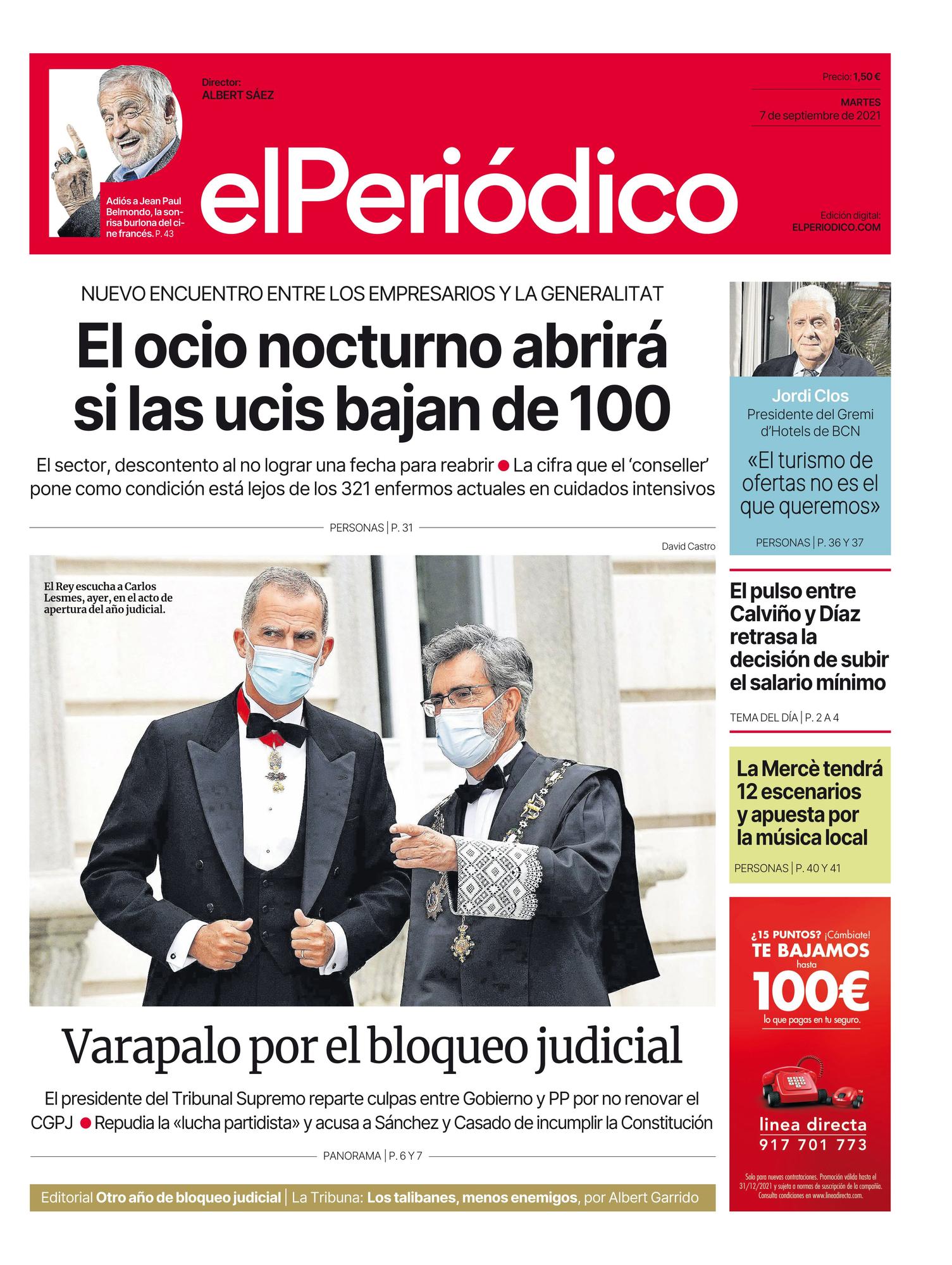 La portada de EL PERIÓDICO del 7 de septiembre del 2021