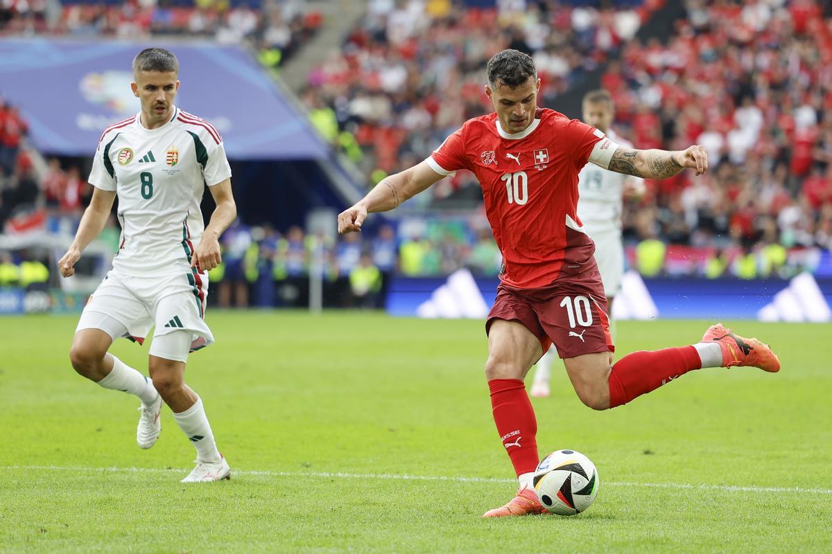 El suizo Granit Xhaka en el encuentro Suiza-Hungría de la Eurocopa 2024