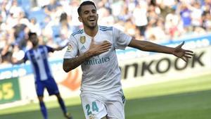 Ceballos celebra uno de sus goles.