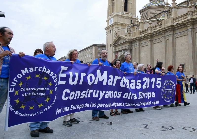 Parada de las Euromarchas en Zaragoza