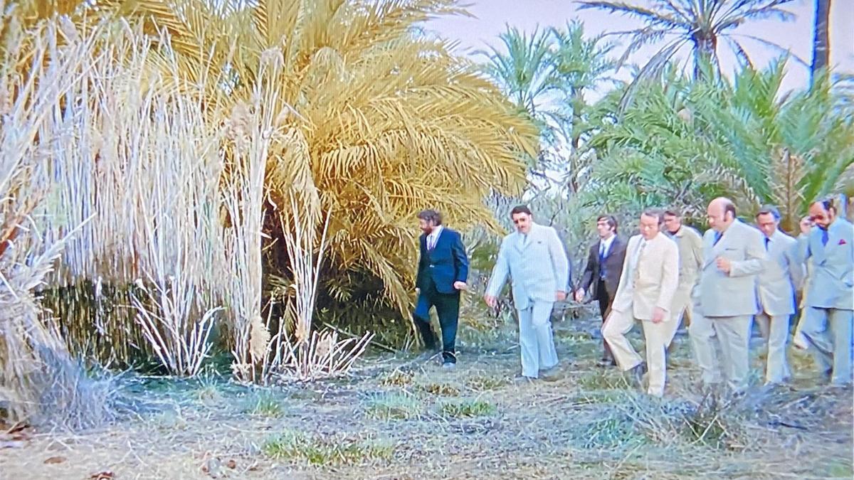 Una de las escenas de la película de 1971 grabada entre huertos de palmeras de Elche