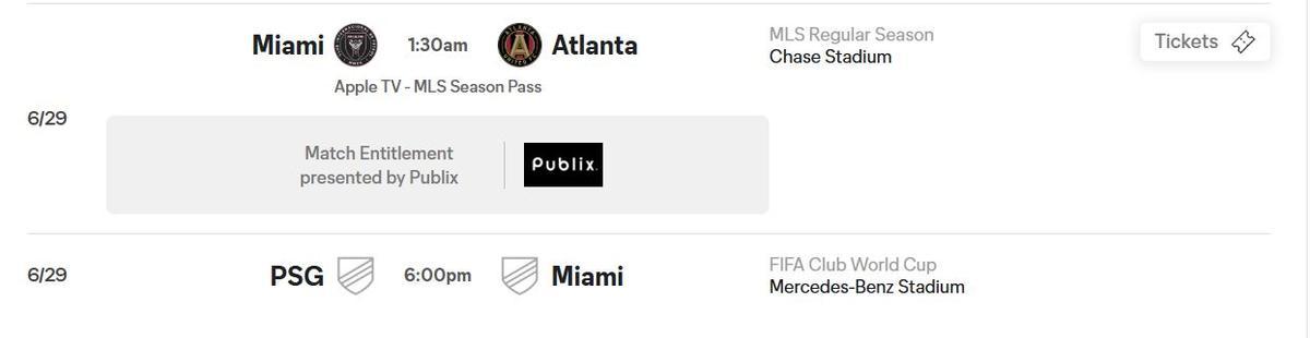 Los partidos de Inter Miami el 29 de junio