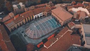 Una espectacular imagen aérea del Hivernacle del Poble Espanyol.