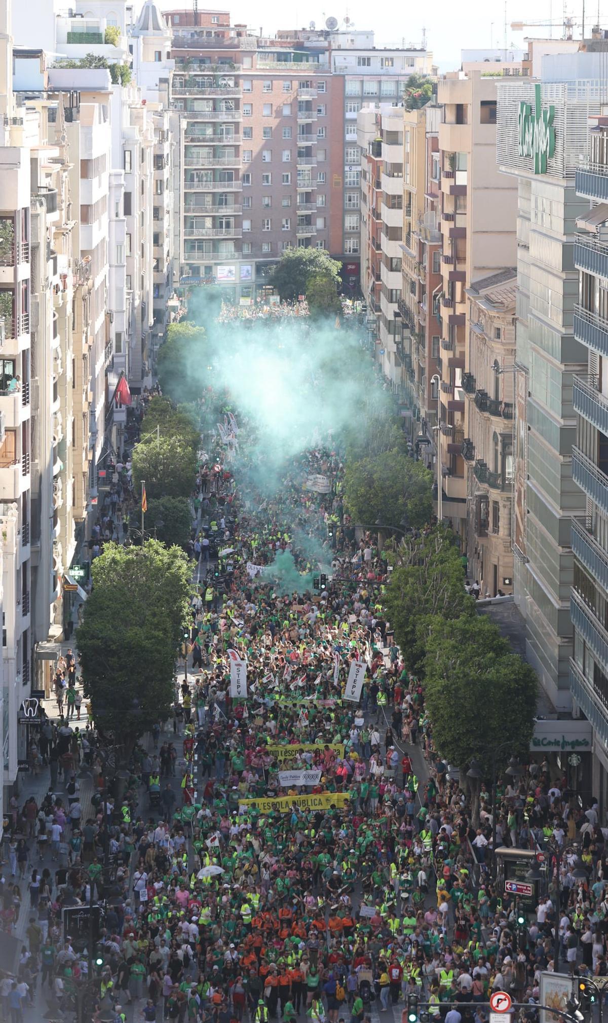 Imagen aérea de la manifestación educativa