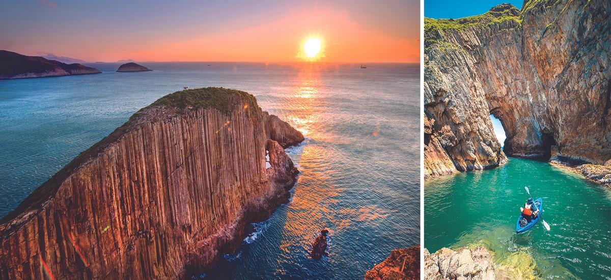 Puesta de sol y kayak en el Geoparque de Sai Kung