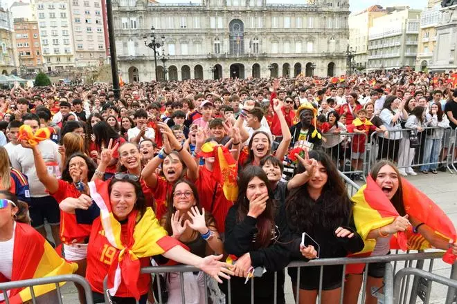 María Pita estalla con la victoria de España en la semifinal del Mundial