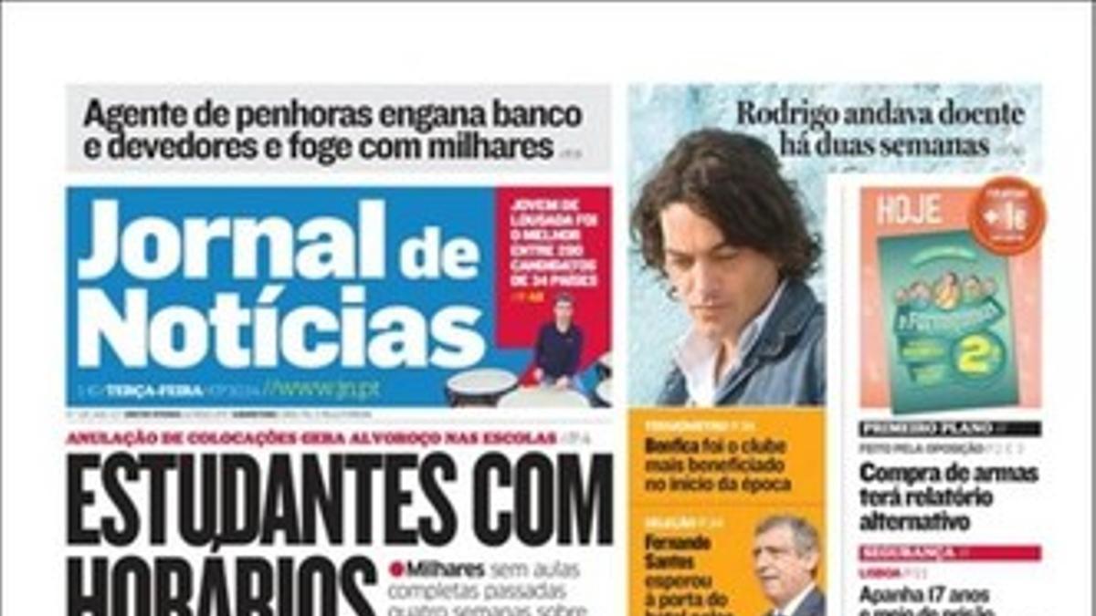 La portada de 'Jornal Noticias'.