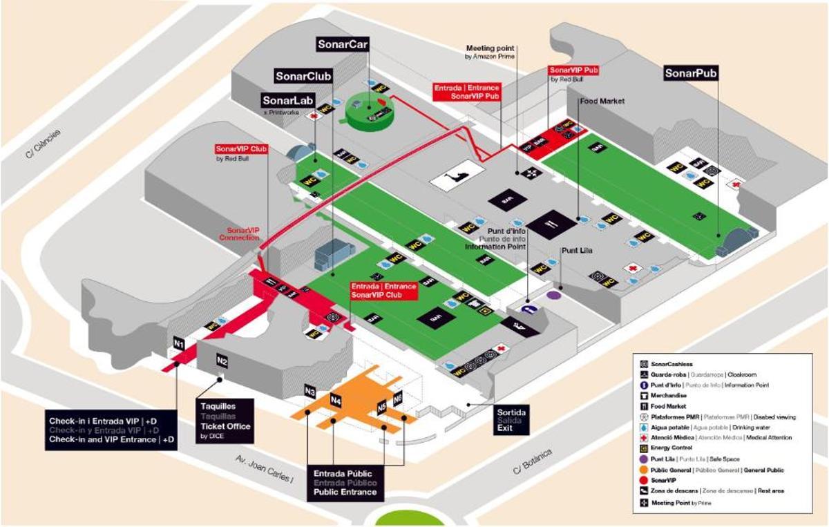 Mapa general del Festival Sónar de Noche 2024 en Barcelona