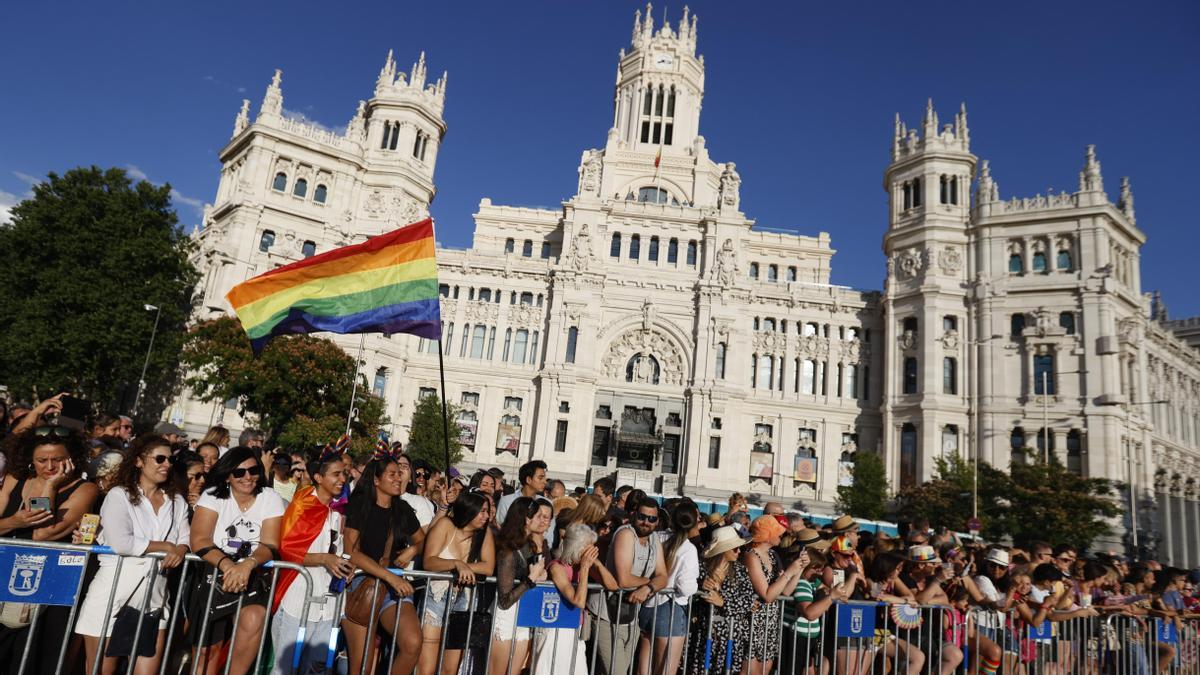 Un momento de la celebración del Orgullo en Madrid.