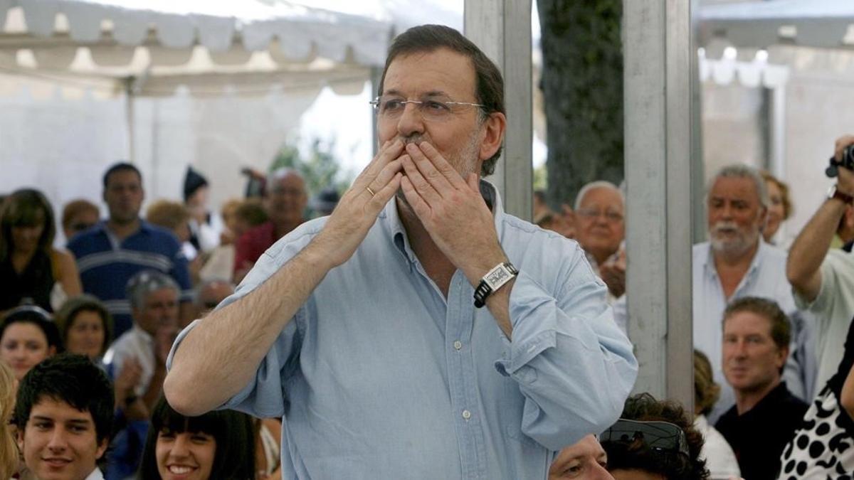 Mariano Rajoy, durante un mitin en Vigo en el 2008.