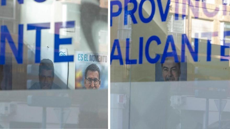 El PP de Alicante retira de su sede los carteles de Mazón
