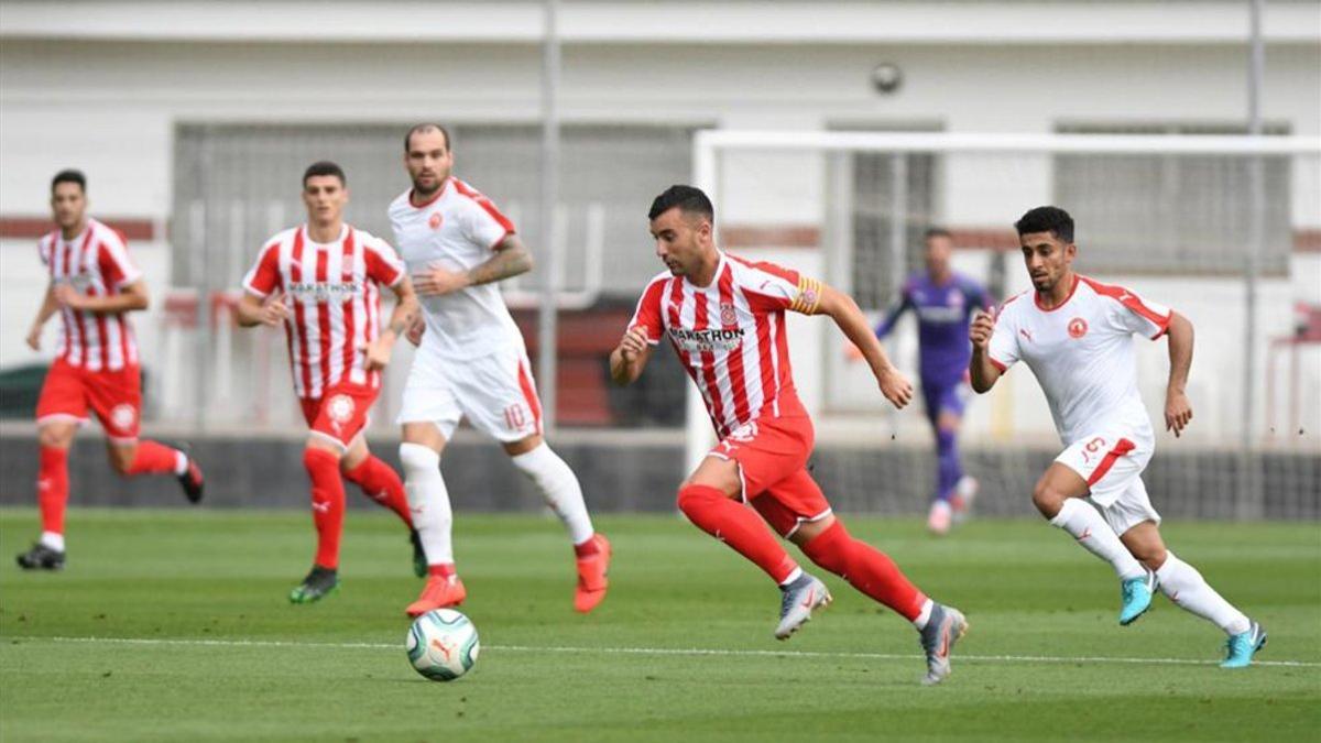 Borja García, durante el primer amistoso ante el Al-Arabi