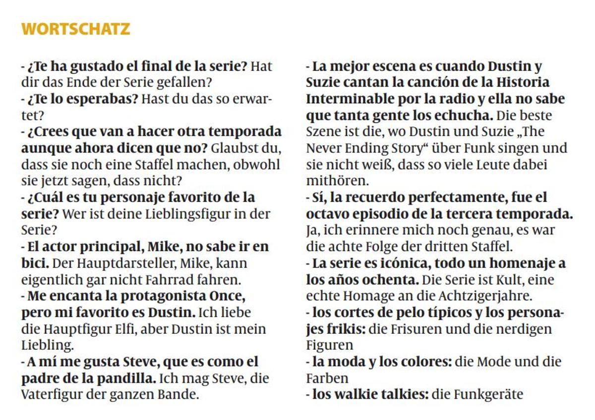 Der Wortschatz zum Thema.