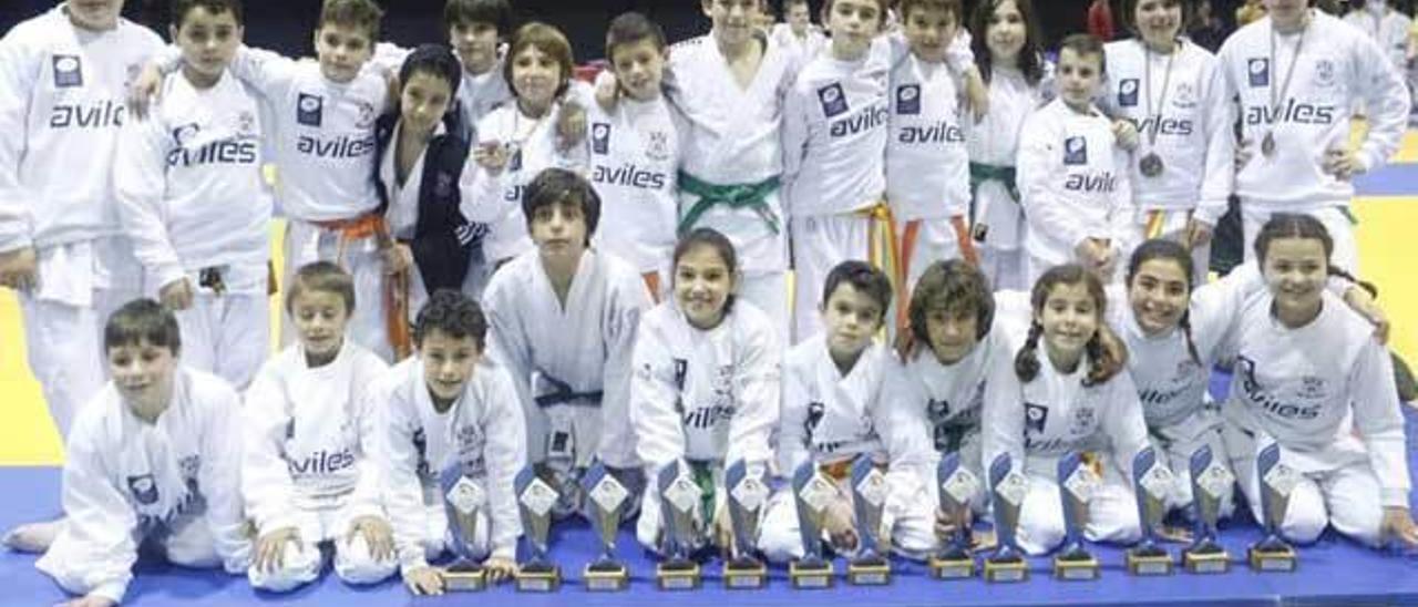 Los integrantes del Judo Avilés que participaron en el Regional.