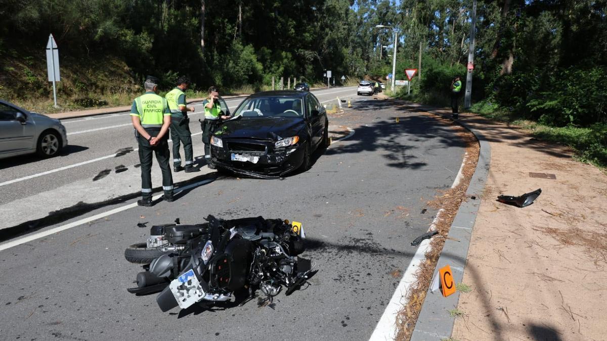 La moto y el coche implicados en el accidente mortal