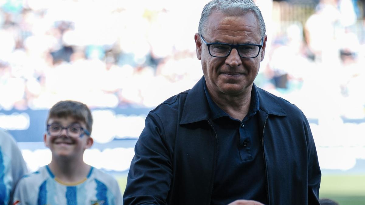 Sergio Pellicer, momentos antes de que comenzara el derbi andaluz ante el Córdoba CF.