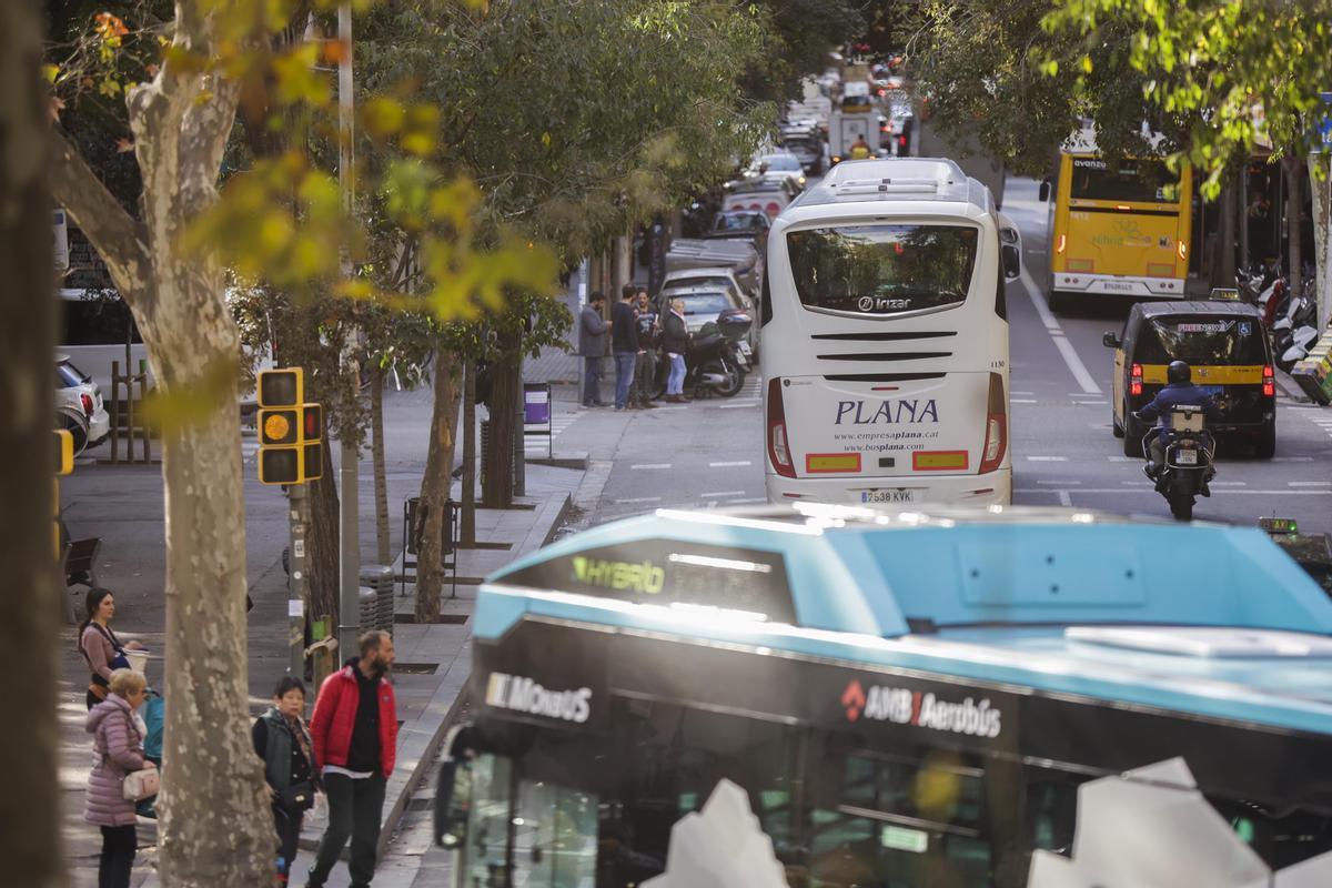 Tráfico de autobuses urbanos e interurbanos y Aerobús por la calle Sepúlveda