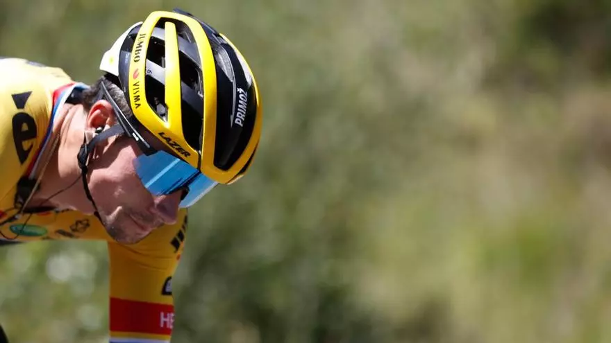 Primoz Roglic sufrió una caída en pleno sprint cuando disputaba la victoria