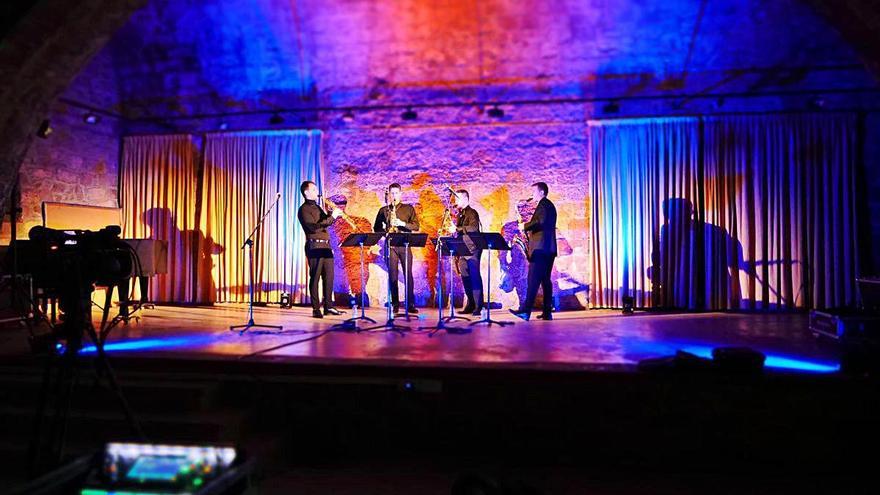 Un moment del concert de Kebyart Ensemble, ahir, en la gravació al Mas Sant Joan. Obren avui el cicle