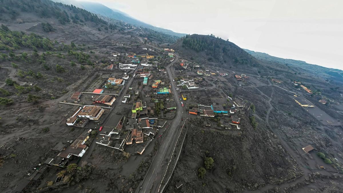 Así cubre la ceniza las zonas más afectadas por el volcán de La Palma