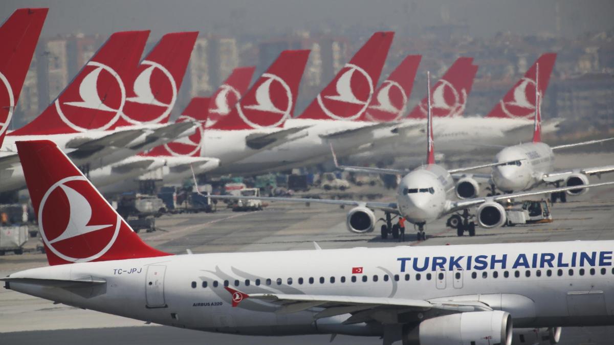 Aviones de la aerolínea de bandera turca Turkish Airlines.