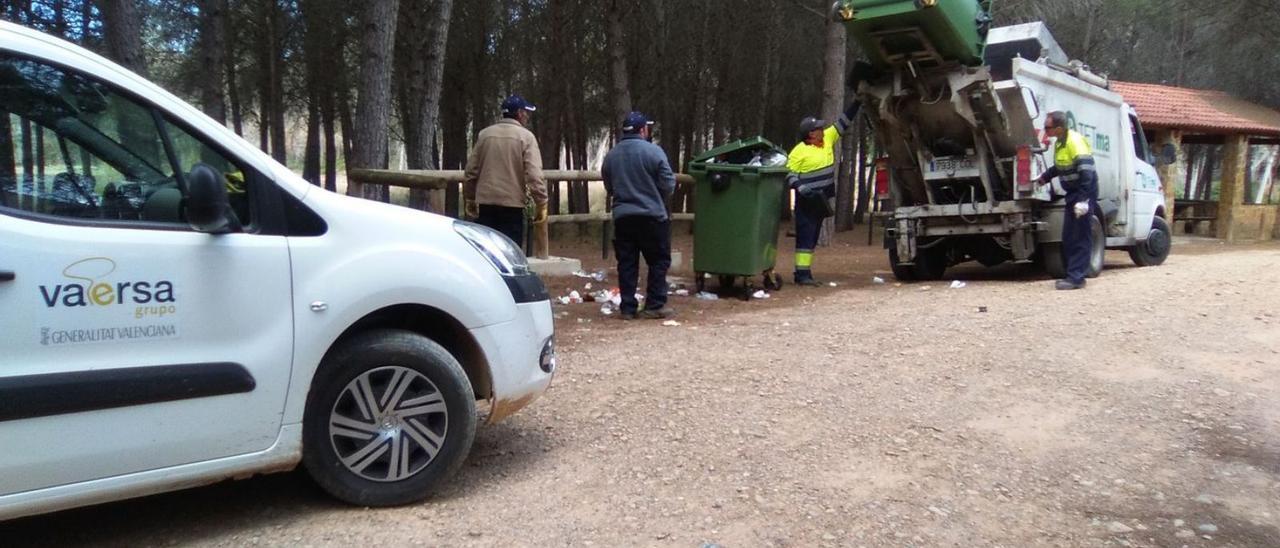 Imagen de archivo de recogida de residuos en suelo forestal por parte de Vaersa. | GVA