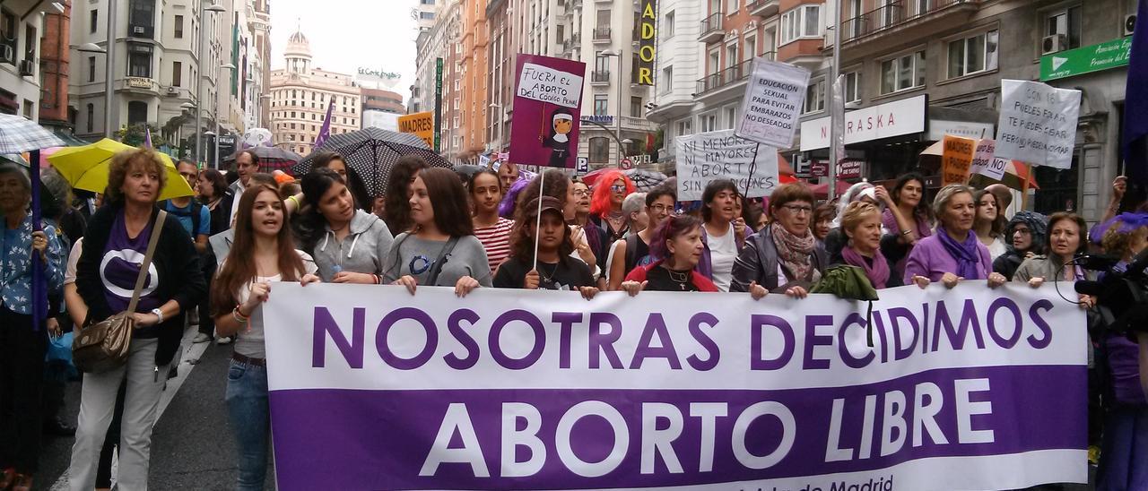 Manifestantes en una movilización por el aborto libre en Madrid