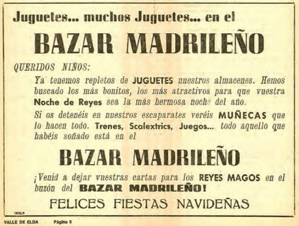 Anuncio publicado en el Semanario Valle de Elda en 1975.