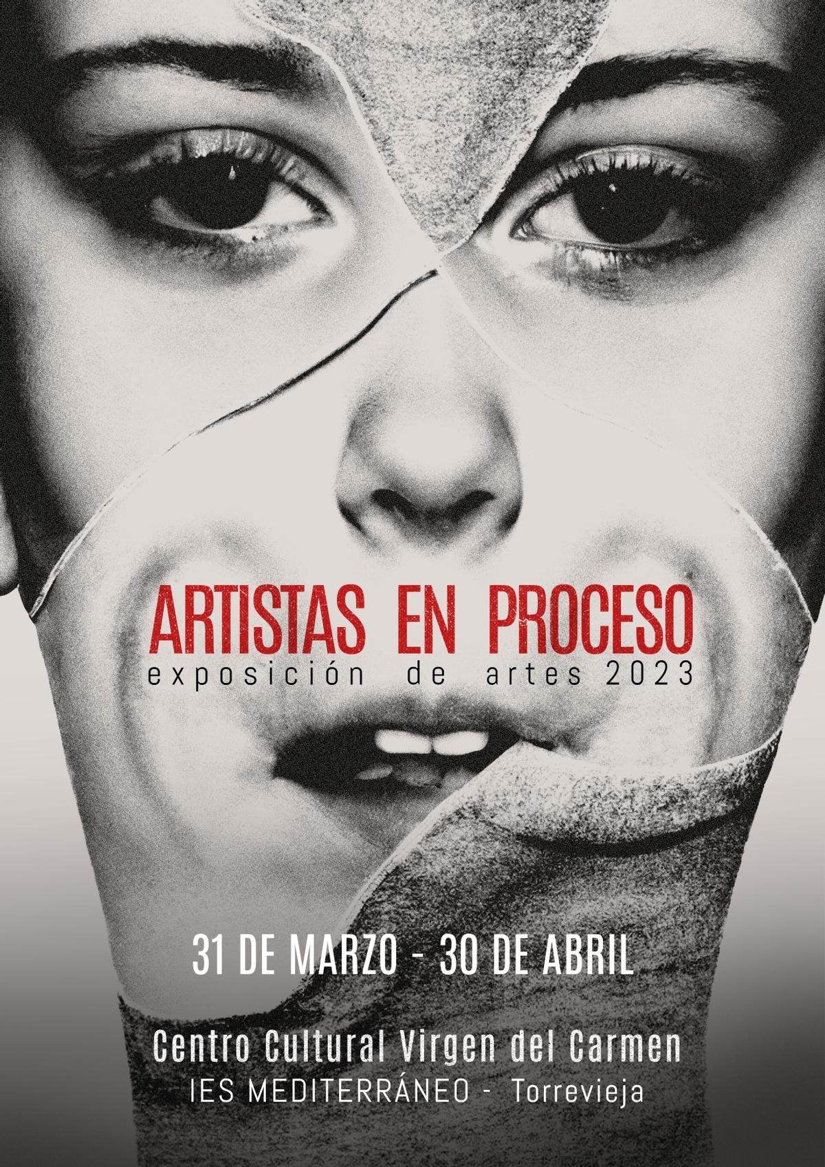 Exposición trabajos artísticos del alumnado IES Mediterráneo. Cartel de presentación de la muestra