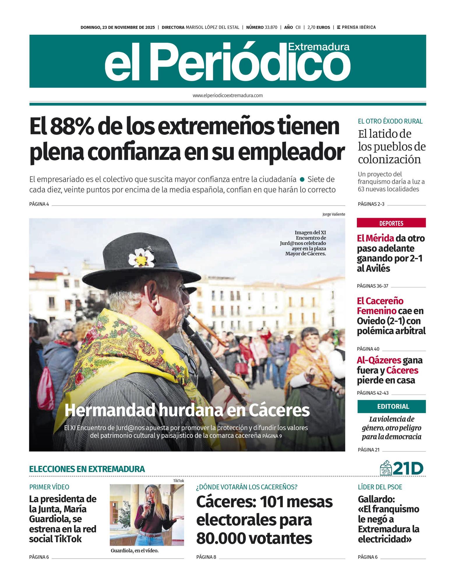 Consulta la portada correspondiente al día 23 de noviembre de 2025