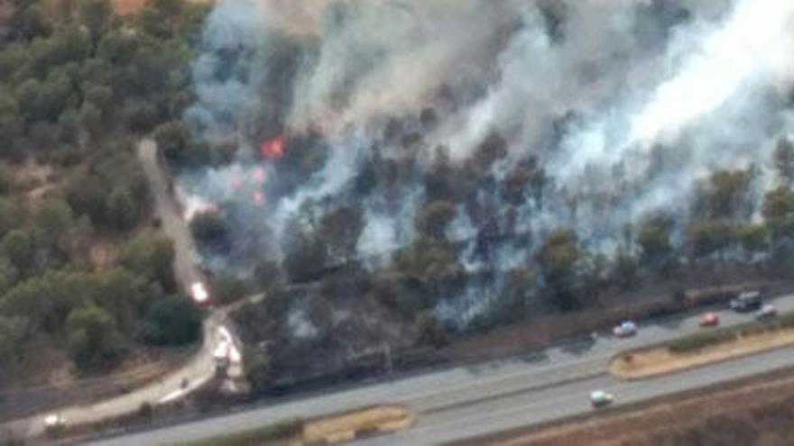 Controlado el incendio junto al kilómetro 15 de la autopista de Llucmajor