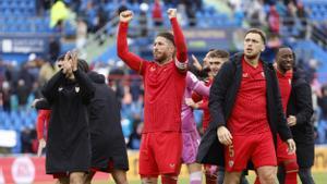 Sergio Ramos celebra el triunfo en Getafe.