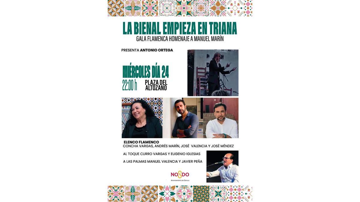 Cartel de la gala-homenaje a Manuel Marín en la Velá de Santa Ana.