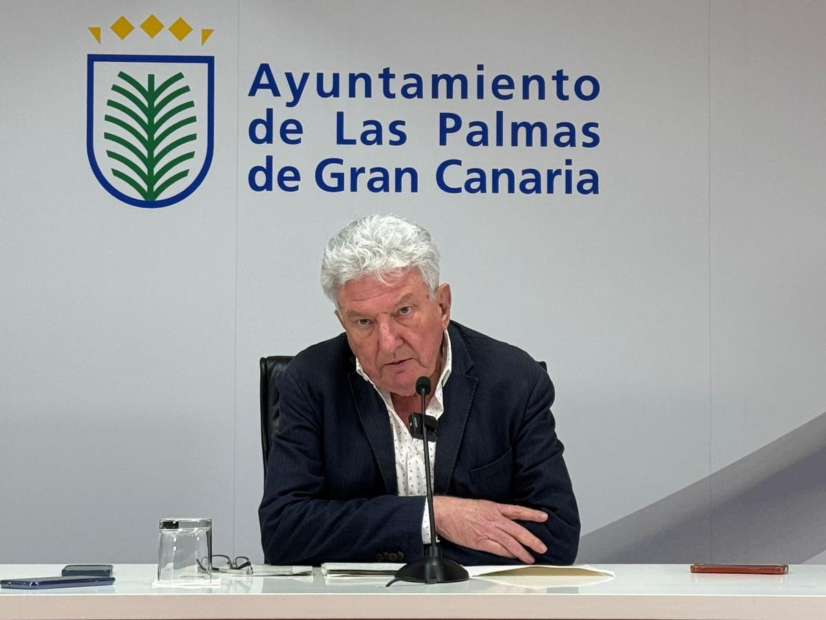 Pedro Quevedo durante su intervención este lunes en el Ayuntamiento de Las Palmas de Gran Canaria