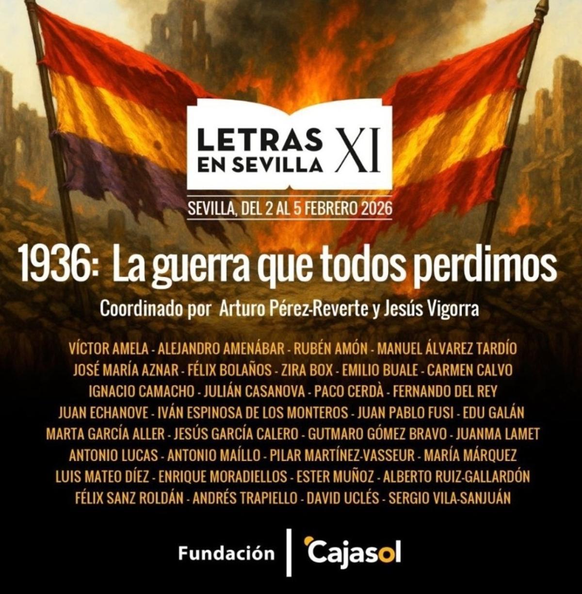 Primer cartel de Letras en Sevilla XI edición '1936: la guerra que todos perdimos'.