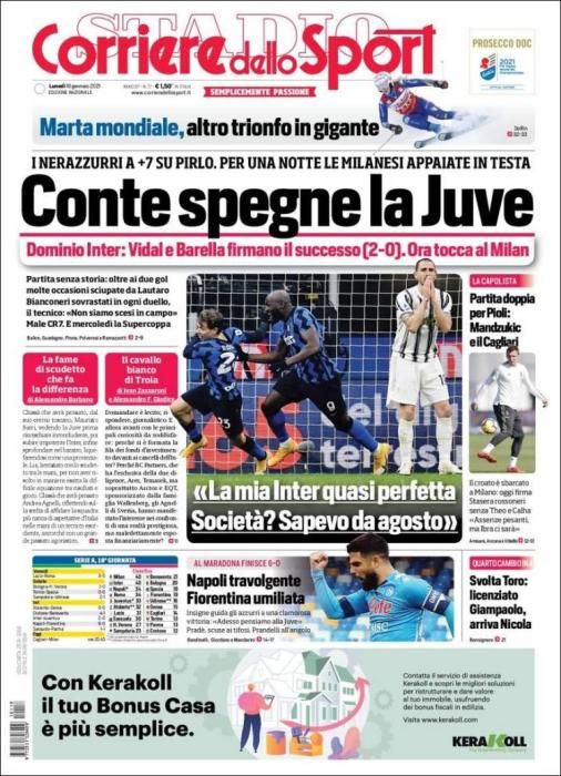 Portada CORRIERE DELLO SPORT lunes 18 enero 2021