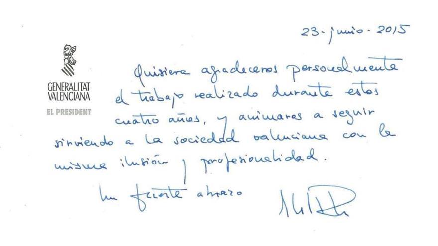 La carta de Alberto Fabra