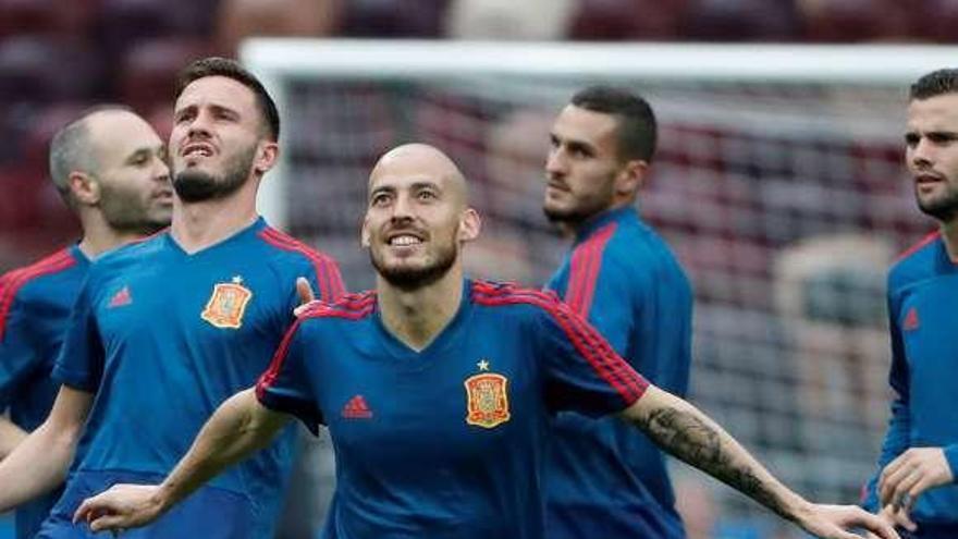 David Silva, durante el entrenamiento. // Efe