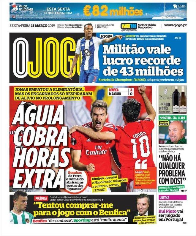 Portada de O Jogo del 15 de Marzo del 2019