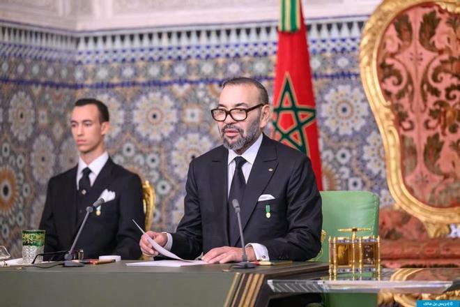 El rey Mohamed VI de Marruecos durante un discurso